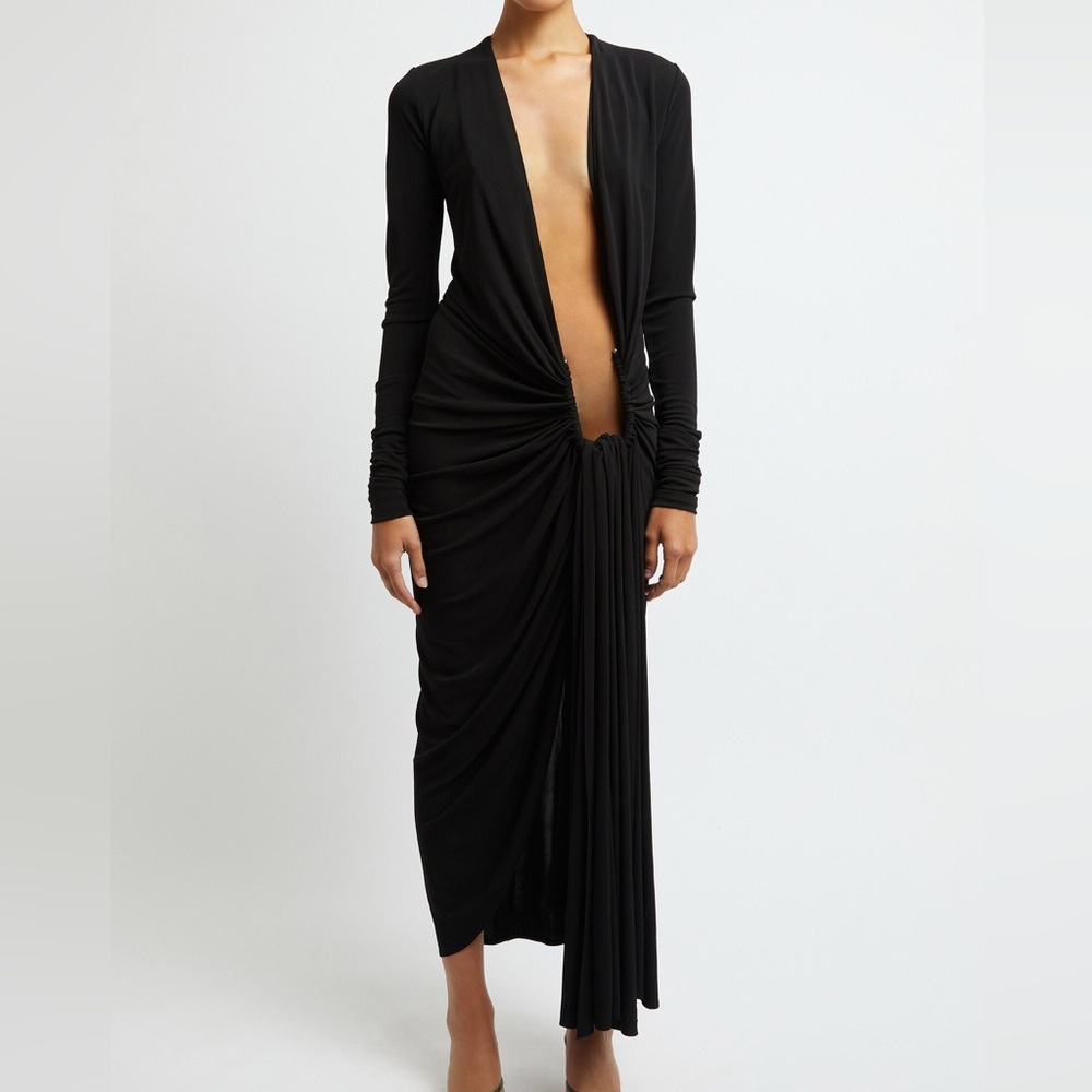 Christopher Esber Black Arced Palm Drape Dress